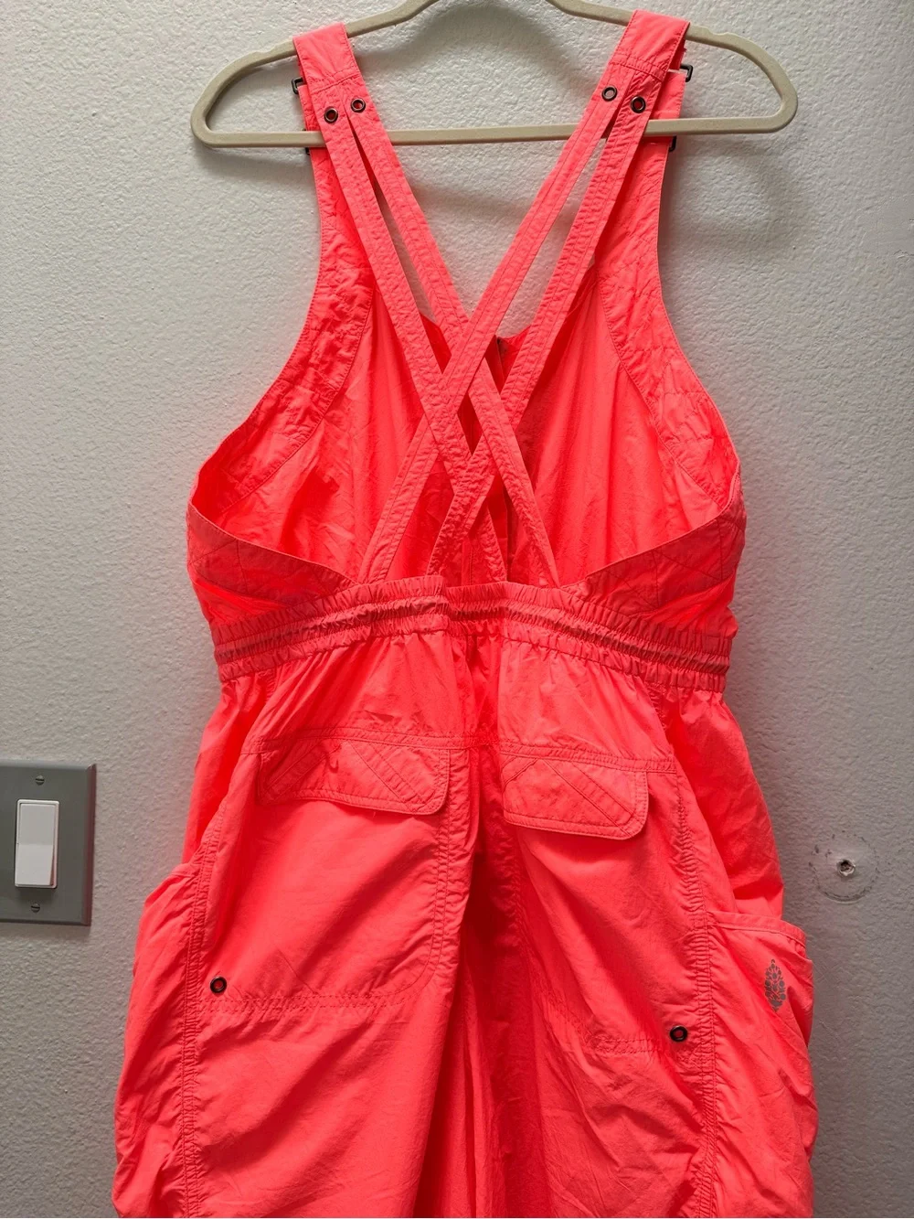 Free People Coral Neon/ orange Lightweight Utility Jumpsuit